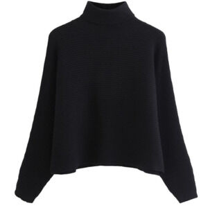 HOST PICK! NWT CHICWISH Ribbed Cowl Neck Crop Sweater in Black
